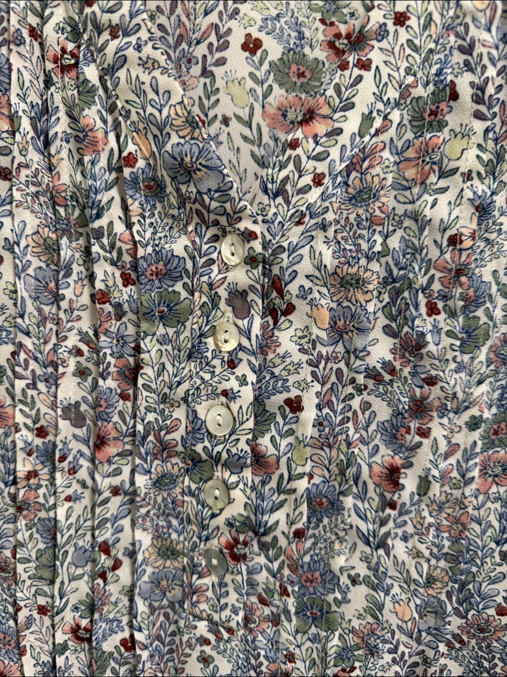 Rose & Olive Floral V-Neck Women's Blouse - Blue & Pink - Picture 4 of 9